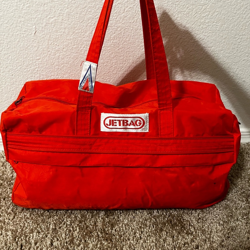 Vintage 80s Streetwear Handled Canvas Duffel Gym Bag Carry On Red
